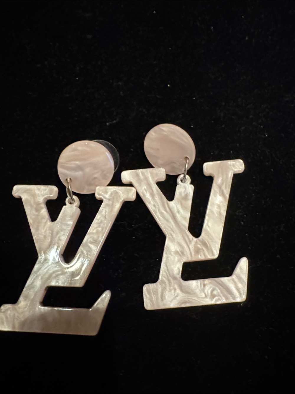 LV  Pearlescent Pink & White Earrings